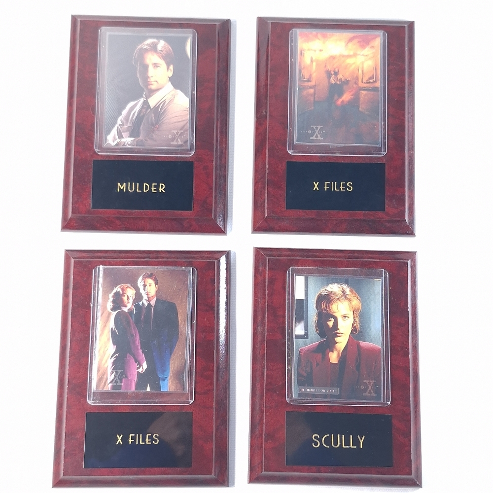 X-Files Dana Scully Framed Topps Trading Cards Lot 4 Vintage Collectible Plaques